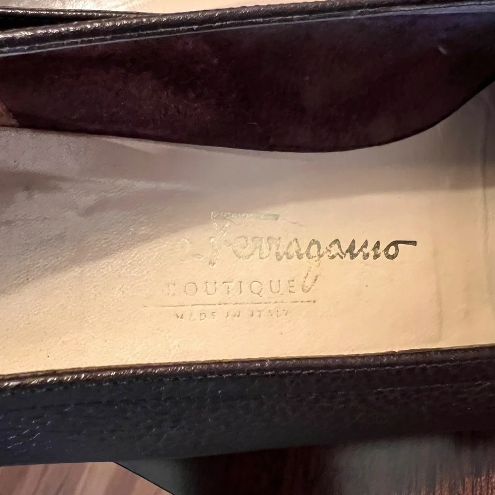 EUC Salvatore Ferragamo Boutique Brown Suede & Leather Pumps Heels 9.5 A